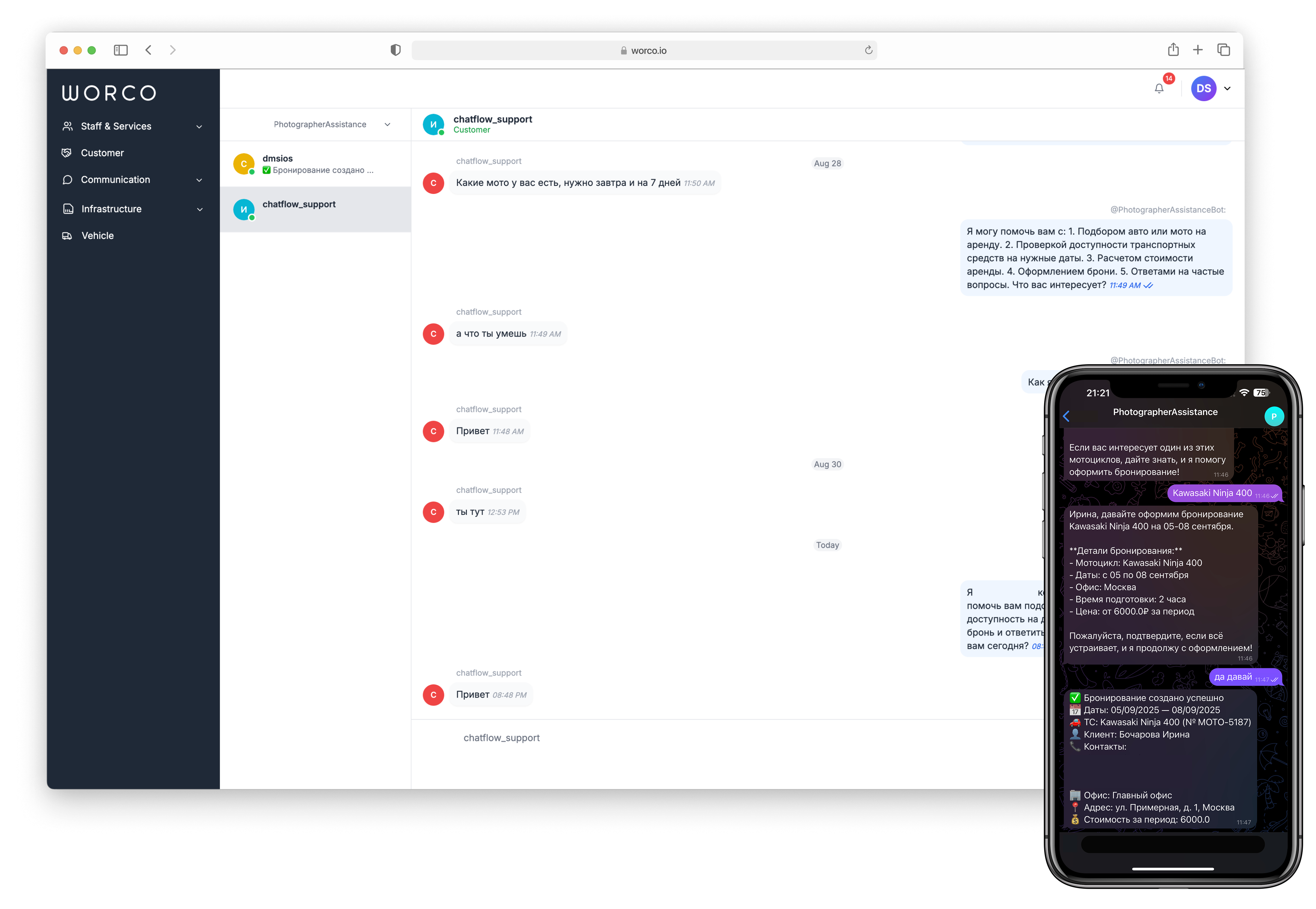 WorCo CRM with Telegram